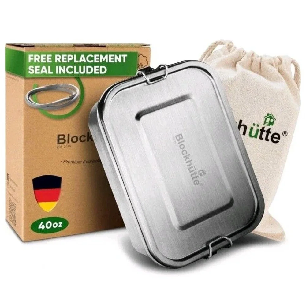 Blockhuette Stainless Steel Lunch Box I 27oz I With Free Sealing I Bento Box 3 C